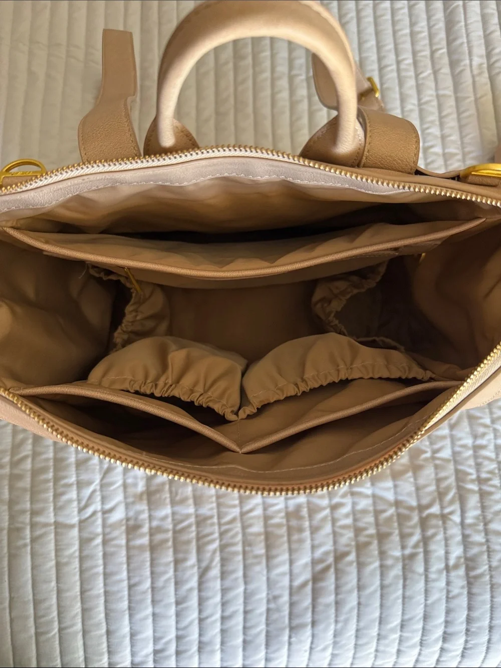 Fawn Design Neutral Beige Convertible Leather Backpack